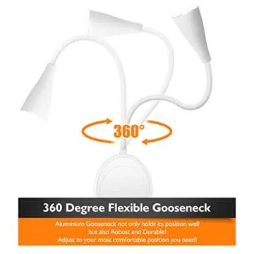 SANKEDOU LED Wall Mounted Reading Light, Book Light for Reading in Bed with Touch Control, 5 Dimmable, USB Output, Night Light & Timers Function, Flexible Gooseneck Headboard Bed Lights (White)