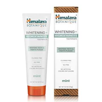 Himalaya Botanique Whitening + Hydroxyapatite Toothpaste for Whiter Teeth & Fresher Breath, Fights P...