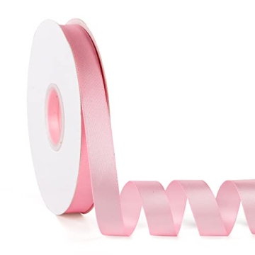 Double Faced Baby Pink Satin Ribbon 5/8" x 50 Yards | Elegant Crafting & Gift Wrapping Ribbon