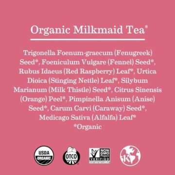 Organic Milkmaid Tea by Earth Mama | Supports Healthy Breastmilk Production and Lactation, Herbal Breastfeeding Tea Supplement, 16 Teabags per Box (3-Pack)