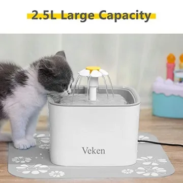 Veken Pet Fountain for Cats and Dogs - 84oz Water Dispenser