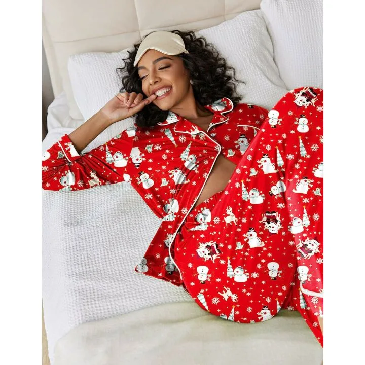 Ekouaer Women's Soft Long Sleeve Pajamas Set