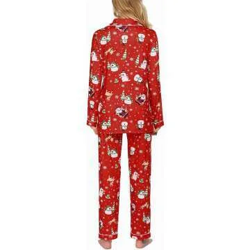 Ekouaer Women's Soft Long Sleeve Pajamas Set