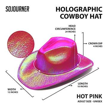 Neon Sparkly Glitter Space Cowboy Hat for Parties