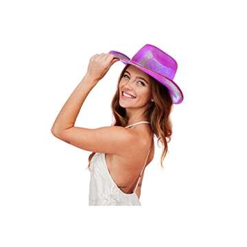 Neon Sparkly Glitter Space Cowboy Hat for Parties