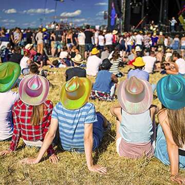 Neon Sparkly Glitter Space Cowboy Hat for Parties
