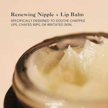 Nemah - Organic Nipple Balm, Nipple Cream Safe for Breastfeeding - 2-in-1 Nipple Butter & Lip Balm, ...
