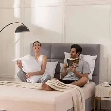 AIKOFUL Luxury Feathers Down Pillows Queen Size Set of 2, Hotel Quality Fluffy Bed Pillows, Soft Pillows for Sleeping, Organic Cotton Cover(20x28”, Pack of 2)