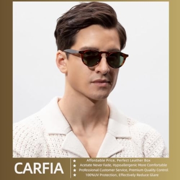 CARFIA Men's Retro Sunglasses with UV400 Protection