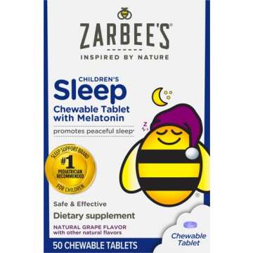 Zarbee's Kids 1mg Melatonin Chewable Tablet - Natural Sleep Supplement for Children