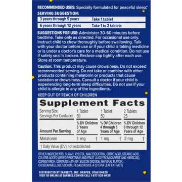 Zarbee's Melatonin Tablets for Kids - Drug-Free Sleep Aid