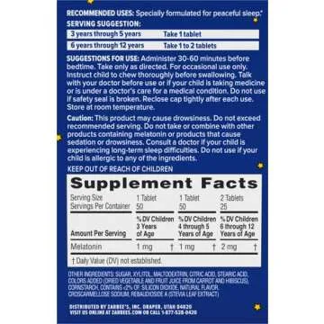 Zarbee's Melatonin Tablets for Kids - Drug-Free Sleep Aid