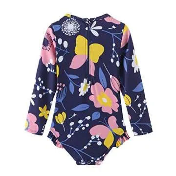 Toddler Girls One Piece Swimsuits Long Sleeve Bathing Suits UPF 50+/Sun Protection Rash Guard Shirts...