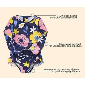 Toddler Girls One Piece Swimsuits Long Sleeve Bathing Suits UPF 50+/Sun Protection Rash Guard Shirts 4T