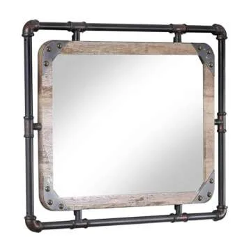 Furniture of America Gee Industrial Metal Wall Mirror in Antique Black
