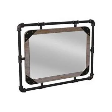 Furniture of America Gee Industrial Metal Wall Mirror in Antique Black