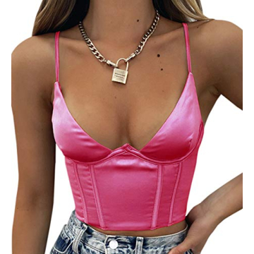 Meladyan Women Sexy Satin Crop Top for Stunning Looks