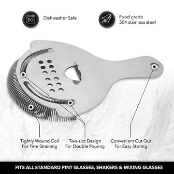 The Art of Craft Hawthorne Strainer: Stainless Steel Cocktail Strainer for Home Bar and Professional...