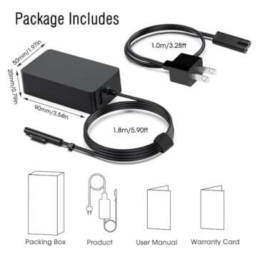 Microsoft Surface 44W 15V 2.58A Power Supply AC Adapter - Charger for Surface Pro 3/4/5/6/7, Laptop 3/2/1, Go/Book with 6ft Power Cord