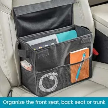 High Road Car Storage Organizer with Lid, Multipurpose Back or Front Seat Auto Console or Trunk Organizer, Univeral Fit in All Vehicles