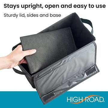 High Road Car Storage Organizer with Lid, Multipurpose Back or Front Seat Auto Console or Trunk Organizer, Univeral Fit in All Vehicles