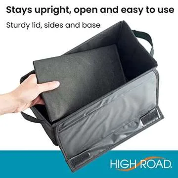 High Road Car Storage Organizer with Lid, Multipurpose Back or Front Seat Auto Console or Trunk Organizer, Univeral Fit in All Vehicles