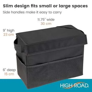 High Road Car Storage Organizer with Lid, Multipurpose Back or Front Seat Auto Console or Trunk Organizer, Univeral Fit in All Vehicles