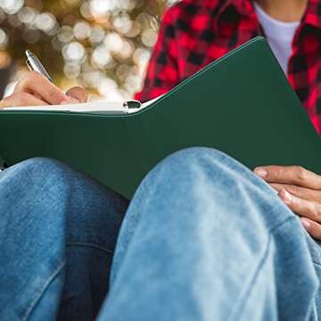 Antner A5 Notebook Photocard Binder 6 Ring Planner Binder for A5 Refill Paper, PU Leather Refillable A5 Budget Binder Loose Leaf Organizer Binder Cover with Magnetic Buckle for Budgeting, Dark Green