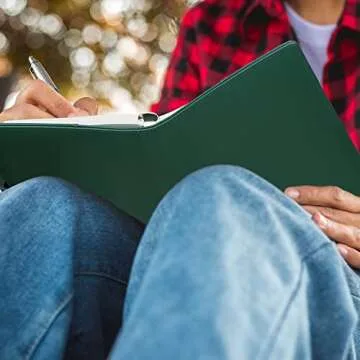 Antner A5 Notebook Photocard Binder 6 Ring Planner Binder for A5 Refill Paper, PU Leather Refillable A5 Budget Binder Loose Leaf Organizer Binder Cover with Magnetic Buckle for Budgeting, Dark Green