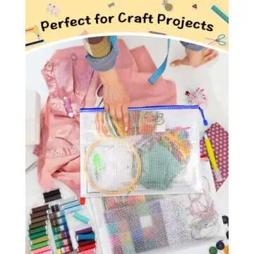 Umriox 5PCS Mesh Zipper Pouch 16.9x12.4 in, Zipper Bags, Extra Thick, Zipper Pouches for Organizing, Large Storage Bags for Puzzles Organizing