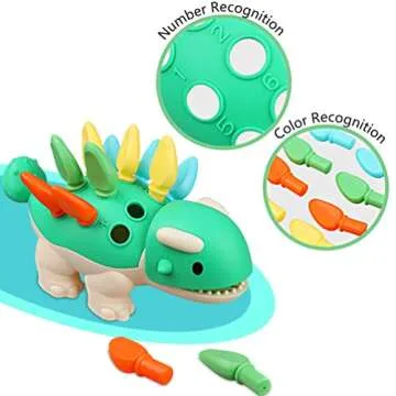 Baby Sensory Toys Toddler Montessori Learning Fine Motor Skills Toy for 6 9 12 18 Month One Year Old Boy Birthday Gift Kid Sorting Stacking Color Recognition Dinosaur Toys Age 1 2 3 4 Educational Toys