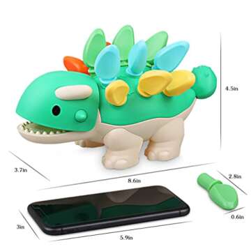 Baby Sensory Toys Toddler Montessori Learning Fine Motor Skills Toy for 6 9 12 18 Month One Year Old Boy Birthday Gift Kid Sorting Stacking Color Recognition Dinosaur Toys Age 1 2 3 4 Educational Toys