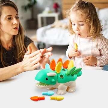 Baby Sensory Toys Toddler Montessori Learning Fine Motor Skills Toy for 6 9 12 18 Month One Year Old Boy Birthday Gift Kid Sorting Stacking Color Recognition Dinosaur Toys Age 1 2 3 4 Educational Toys