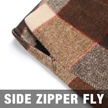 IDEALSANXUN Plaid Skirts for Women Trendy Fall Winter High Waist Bodycon Pencil Wool Mini Skirt(Dark Brown, S)