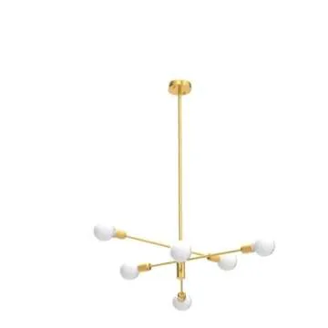Deyidn Sputnik Chandelier Modern Industrial E26 Gold Chandeliers Mid Century Ceiling Lighting Fixture for Living Room, Kitchen, Bedroom, Dining Room, and Farmhouse