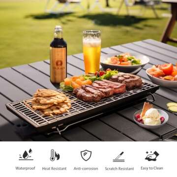 ALPHA CAMP Folding Camping Table, Portable Roll-up Outdoor Table with Adjustable Height, Large Storage Bag and Carrying Bag, Tall Aluminum Table for Indoor & Outdoor Picnic BBQ Backyards Beach