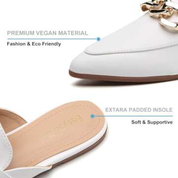 EasySmile Metal Chain Decor Flat Mules for Women