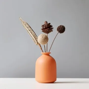 YAOBAOX Small Ceramic Vase Set of 4 for Modern Home Decor Minimalist Bohemian,Round Matte Vases for Dried Flowers&Pampas Grass Ceramic Decoration for Office,Shelf,Living Room,Bedroom,Entryway Decor