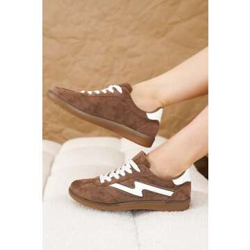 Project Cloud Sneakers for Women - Lace-up Shoes for Women Trendy Women Sneakers, Memory Foam Women's Fashion Sneakers Shoes Women Footwear - Non-Slip Womens Shoes (Irita, Mocha,10)