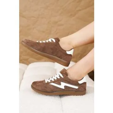 Project Cloud Sneakers for Women - Lace-up Shoes for Women Trendy Women Sneakers, Memory Foam Women's Fashion Sneakers Shoes Women Footwear - Non-Slip Womens Shoes (Irita, Mocha,10)