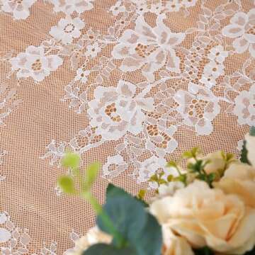 B-COOL White Lace Tablecloth Rectangle 60x120 Inches Long Embroidered Vintage Table Cloths Wedding Decorations for Rustic Parties Reception Home Outdoor Thanksgiving Table Decor