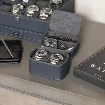 ROTHWELL 2 Watch Travel Case Storage Organizer for 2 Watches | Watch Case for Men and Women | Tough ...