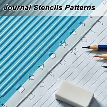 Straight Line Stencil Template College Ruled 9/32" Spacing,Line Drawing Stencil Lettering Guide 11 Inch,Scale Writing Calligraphy Ruler College Paper Template with Journal Stencils Patterns