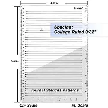 Straight Line Stencil Template College Ruled 9/32" Spacing,Line Drawing Stencil Lettering Guide 11 Inch,Scale Writing Calligraphy Ruler College Paper Template with Journal Stencils Patterns