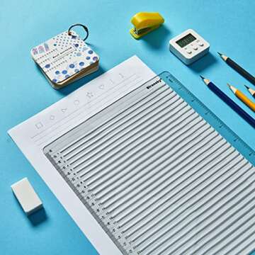 Straight Line Stencil Template College Ruled 9/32" Spacing,Line Drawing Stencil Lettering Guide 11 Inch,Scale Writing Calligraphy Ruler College Paper Template with Journal Stencils Patterns