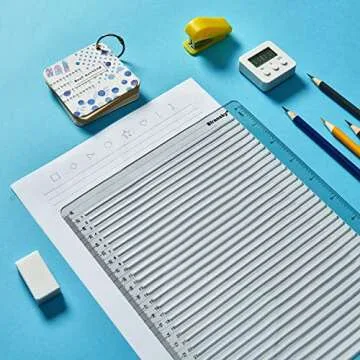 Straight Line Stencil Template College Ruled 9/32" Spacing,Line Drawing Stencil Lettering Guide 11 Inch,Scale Writing Calligraphy Ruler College Paper Template with Journal Stencils Patterns