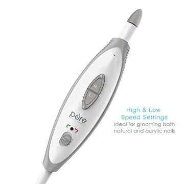 Pure Enrichment PureNails 10-Piece Professional Manicure and Pedicure Kit - Electric Nail Drill Set for Salon-Quality Grooming at Home - 7 Nail Drill Bits, 2 Speeds, LED Grooming Light and Storage Bag