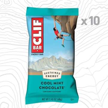 CLIF BAR - Cool Mint Chocolate with Caffeine - Organic Oats - 10-Pack Energy Bars