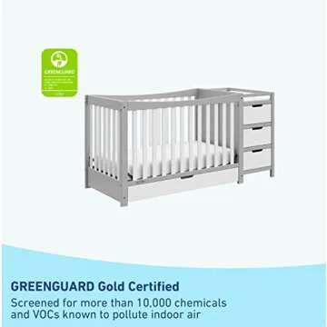 Graco Remi 4-In-1 Convertible Crib & Changer With Drawer (Pebble Gray & White) – GREENGUARD Gold Certified, Crib And Changing-Table Combo, Includes Changing Pad, Converts To Toddler Bed, Full-Size Bed