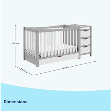 Graco Remi 4-In-1 Convertible Crib & Changer With Drawer (Pebble Gray & White) – GREENGUARD Gold Certified, Crib And Changing-Table Combo, Includes Changing Pad, Converts To Toddler Bed, Full-Size Bed